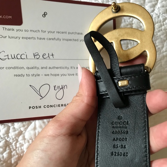 Leather belt with double G buckle - Picture 5 of 8